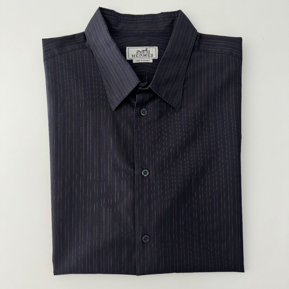 Hermes Long Sleeve Dress Shirt, Size 44/Neck 17.5 - Picture 9 of 17